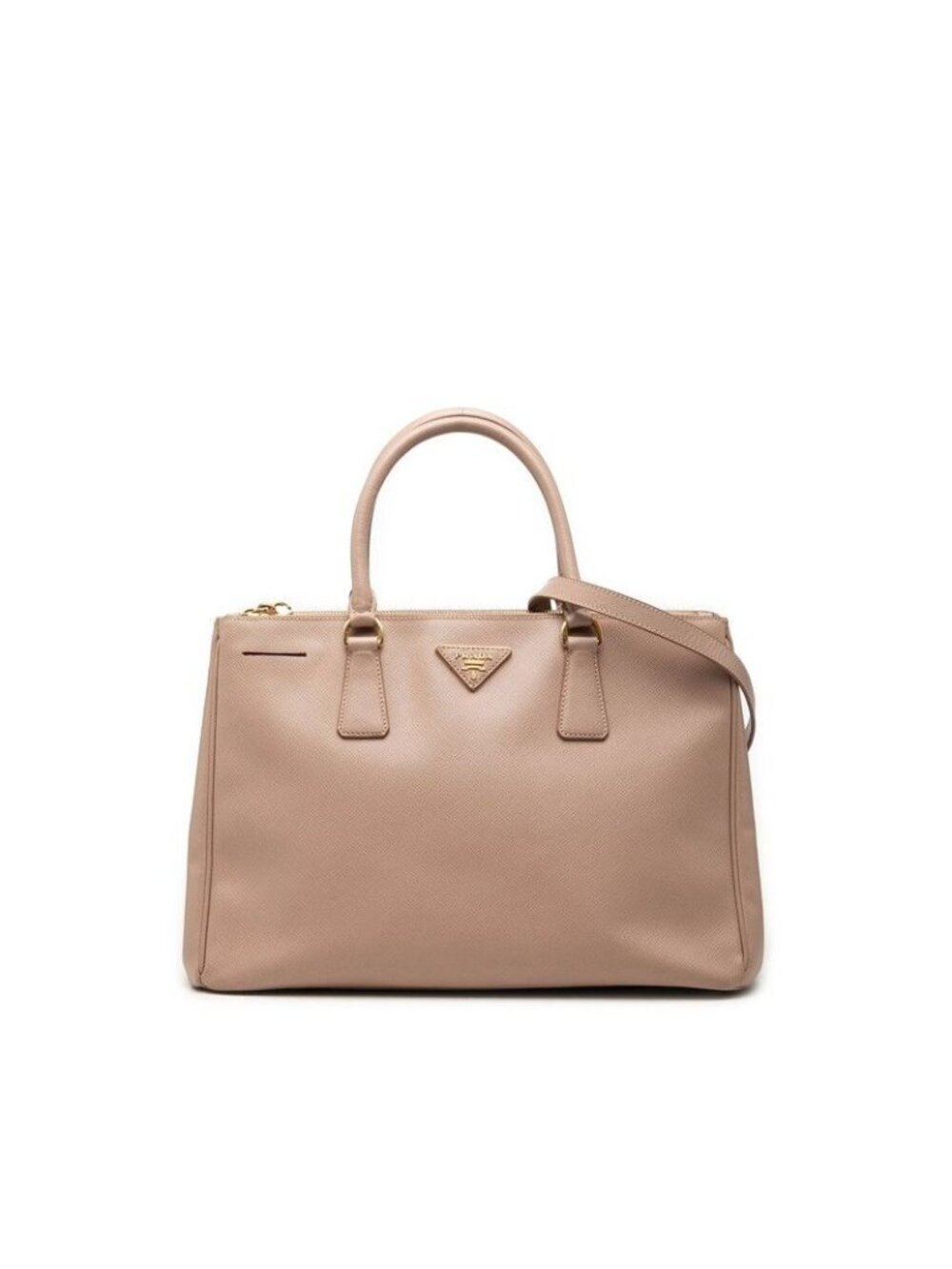 Prada Saffiano Galleria 2-Way Shoulder Bag Pink Beige Leather